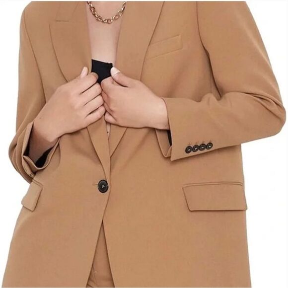 Zara Jackets & Blazers - Zara Oversized Single-button Blazer In Tan Size Small